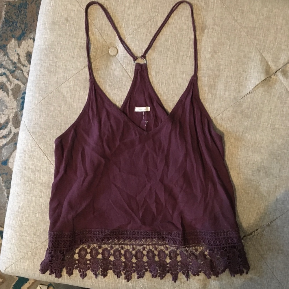 Plum Tank with lace trim detail from EUC